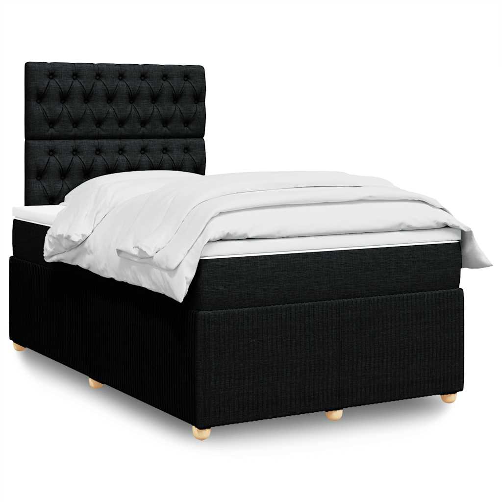 Krevet box spring s madracem crni 120 x 190 cm od tkanine