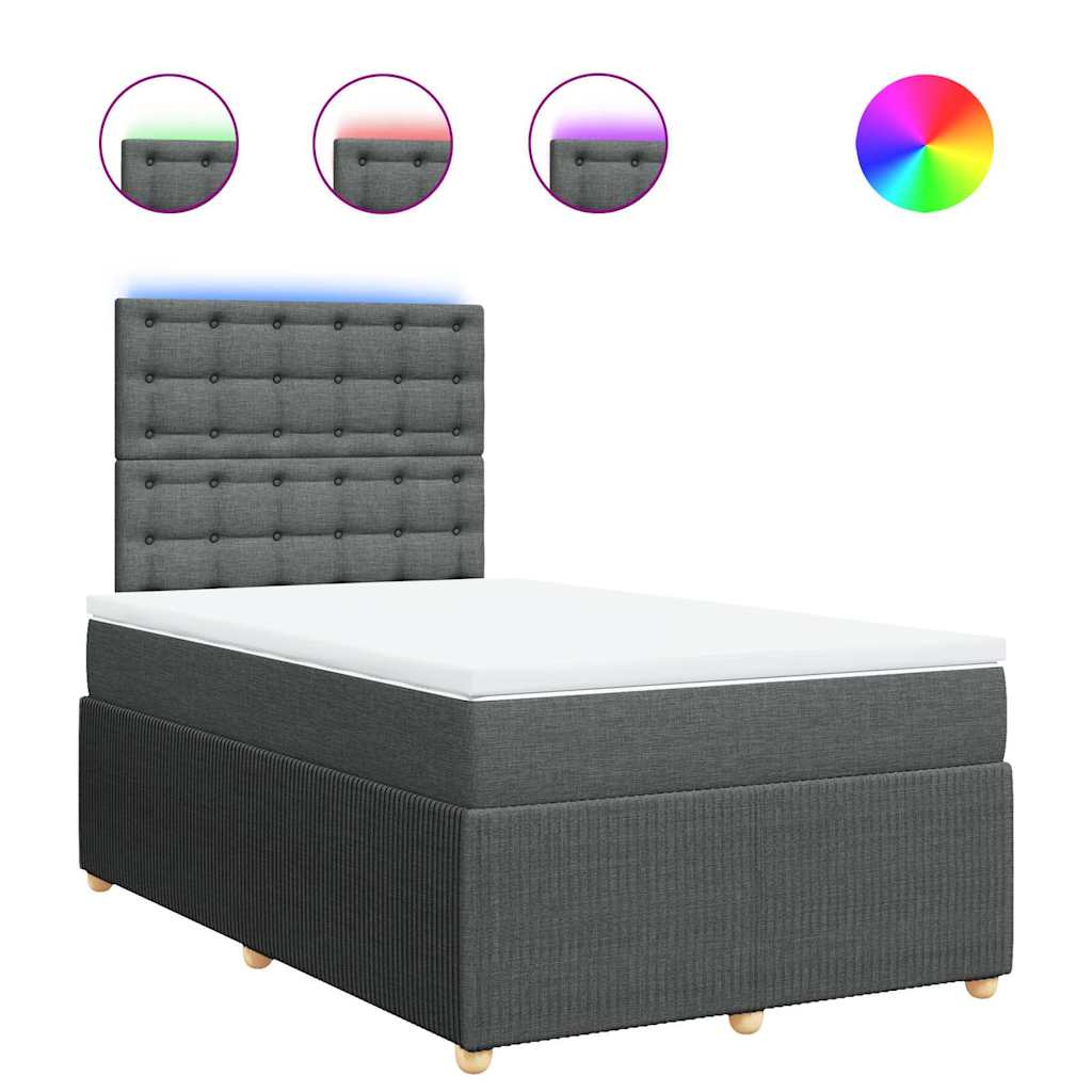 Krevet box spring s madracem tamnosivi 120 x 190 cm tkanina