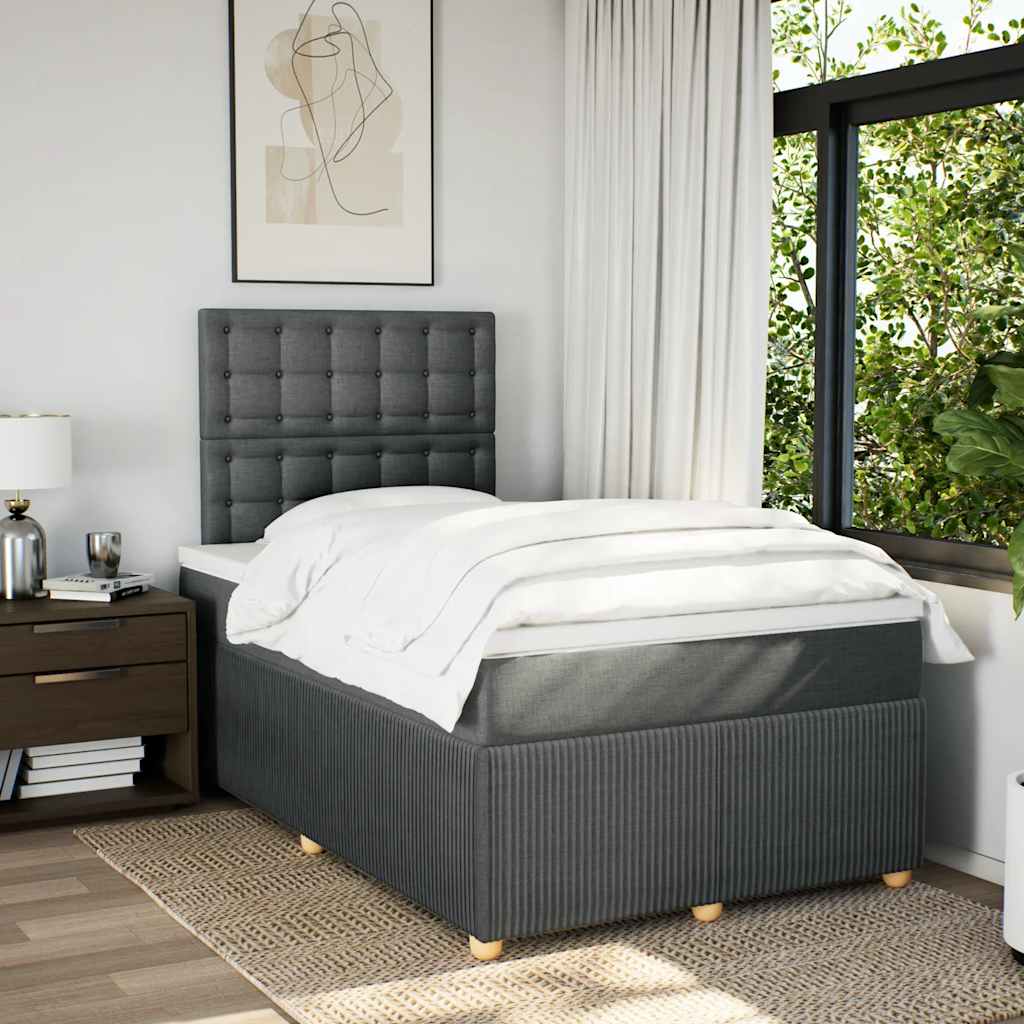 Krevet box spring s madracem tamnosivi 120 x 190 cm tkanina