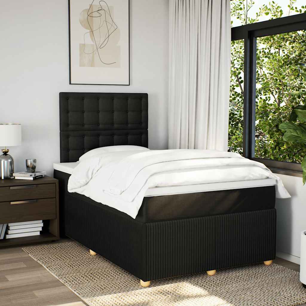 Krevet box spring s madracem crni 120 x 190 cm od tkanine