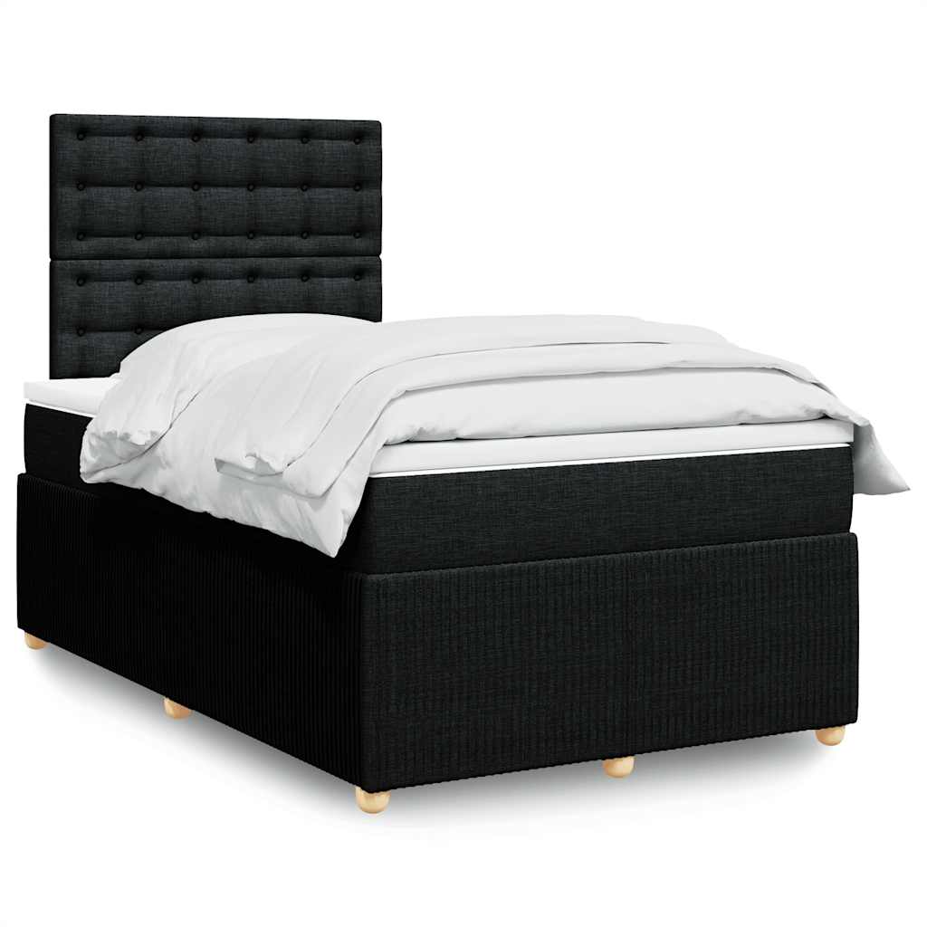 Krevet box spring s madracem crni 120 x 190 cm od tkanine