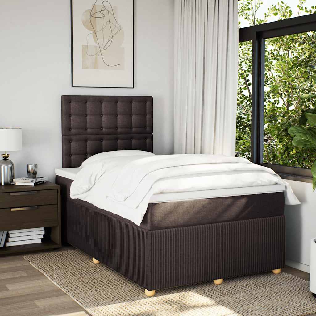 Krevet box spring s madracem tamnosmeđi 120 x 190 cm od tkanine