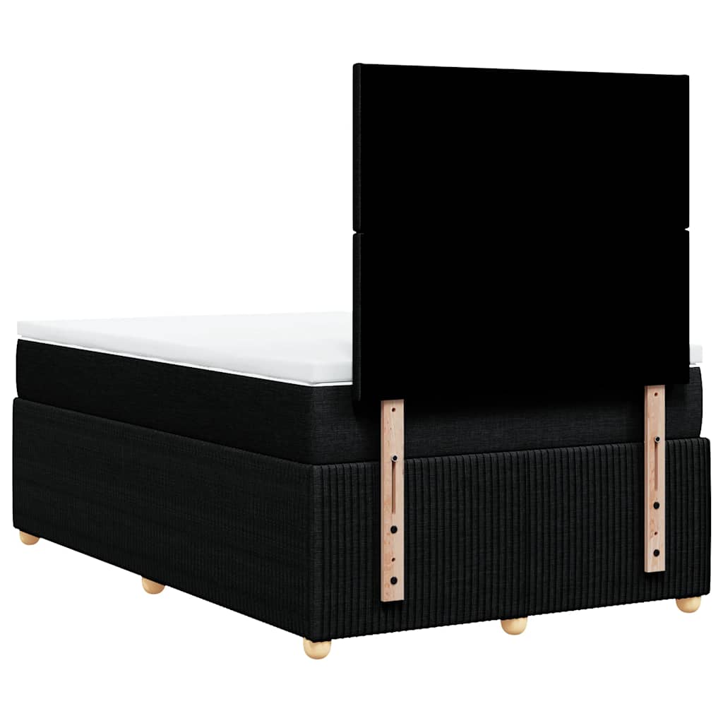 Krevet s oprugama i madracem crni 120 x 200cm od tkanine