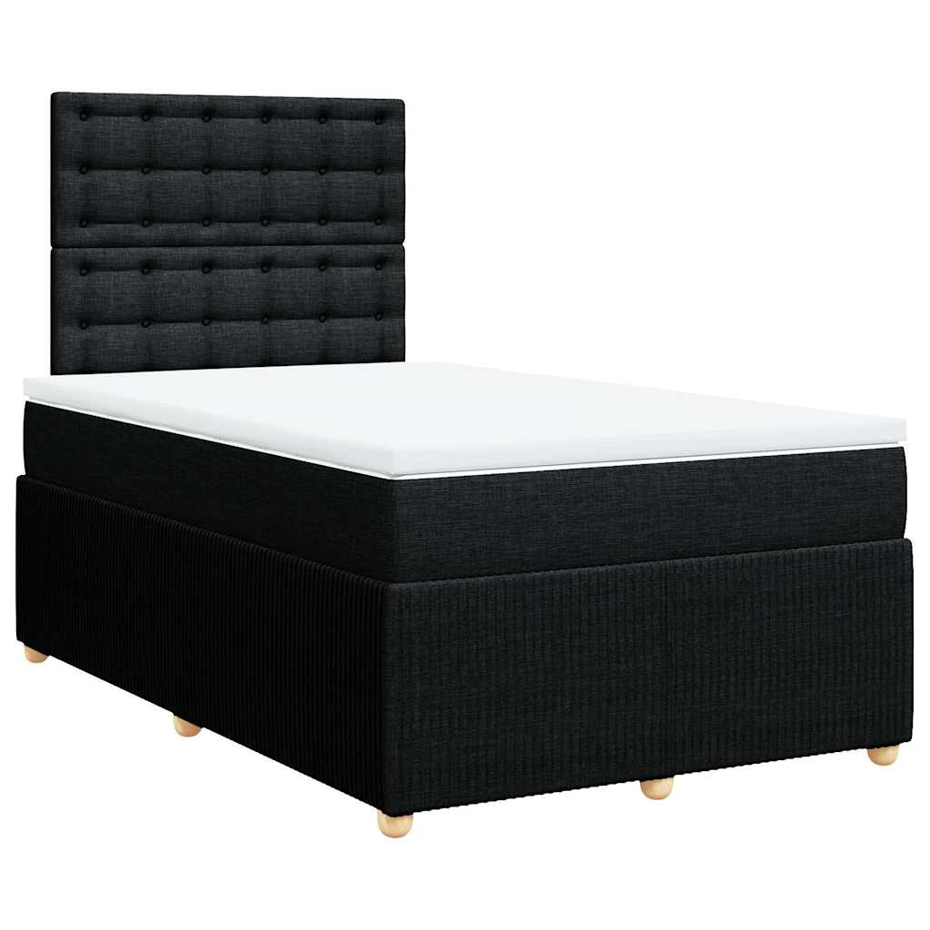 Krevet s oprugama i madracem crni 120 x 200cm od tkanine