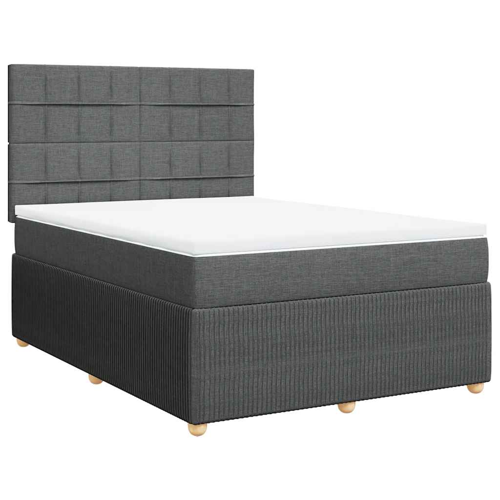 Krevet s oprugama i madracem tamnosivi 140x190 cm od tkanine