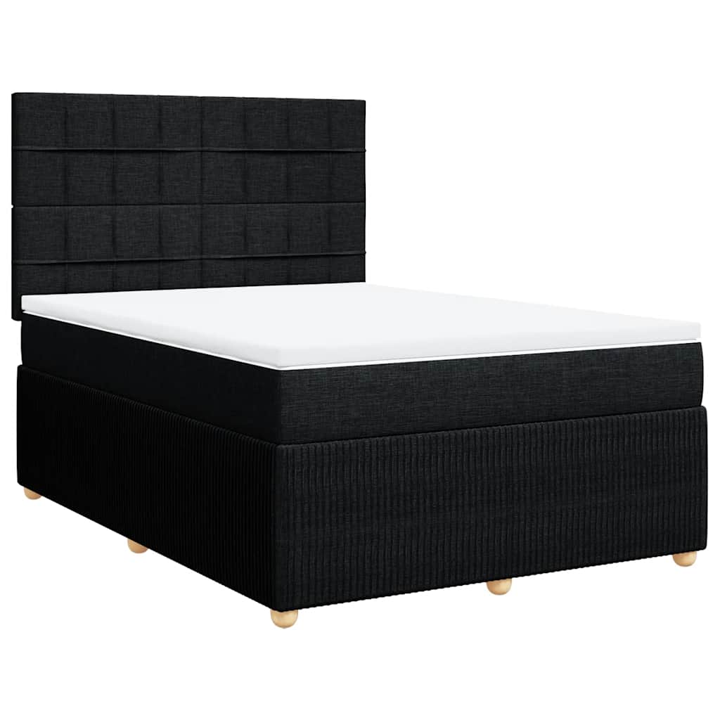 Krevet s oprugama i madracem crni 140 x 190 cm od tkanine