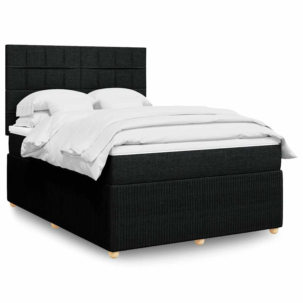 Krevet s oprugama i madracem crni 140 x 190 cm od tkanine