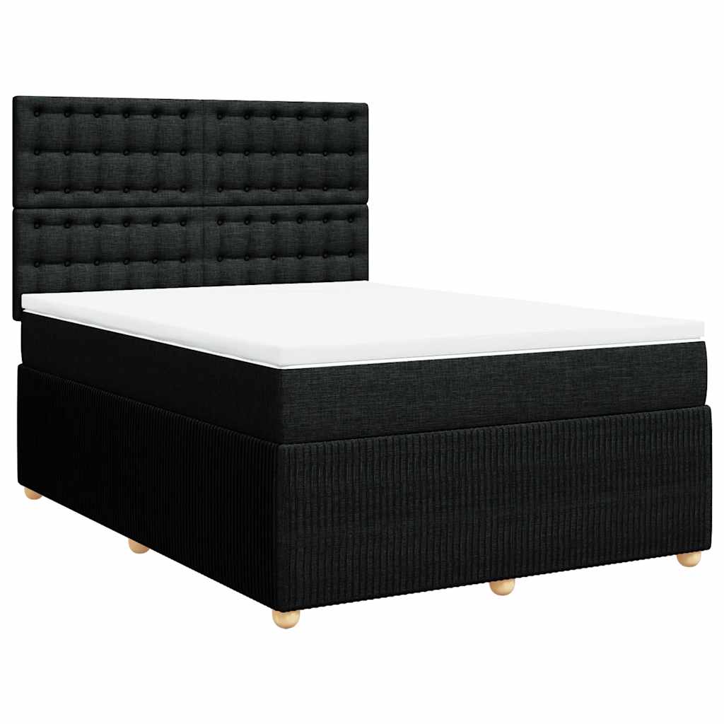 Krevet s oprugama i madracem crni 140 x 190 cm od tkanine