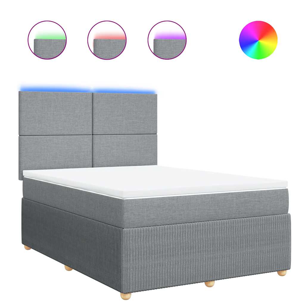 Krevet box spring s madracem svjetlosivi 140x200 cm od tkanine