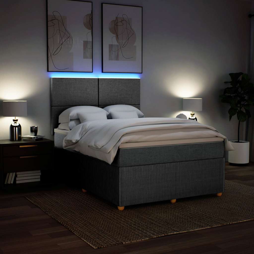 Krevet box spring s madracem svjetlosivi 140x200 cm od tkanine