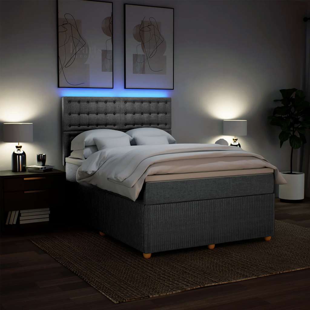 Krevet box spring s madracem svjetlosivi 140x200 cm od tkanine