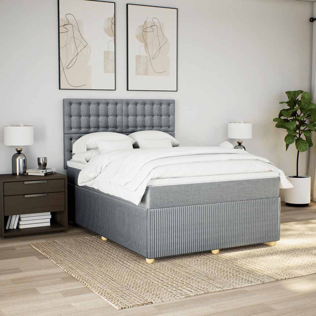 Krevet box spring s madracem svjetlosivi 140x200 cm od tkanine