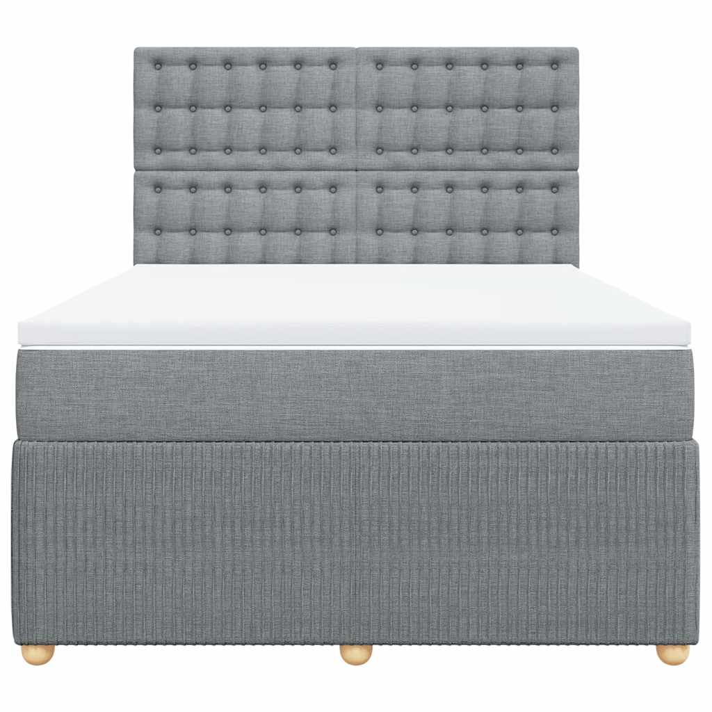 Krevet box spring s madracem svjetlosivi 140x200 cm od tkanine