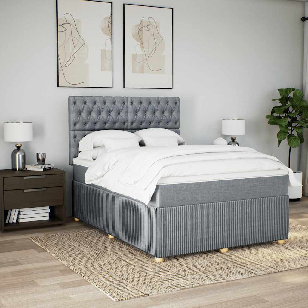Krevet box spring s madracem svjetlosiva 160x200 cm tkanina