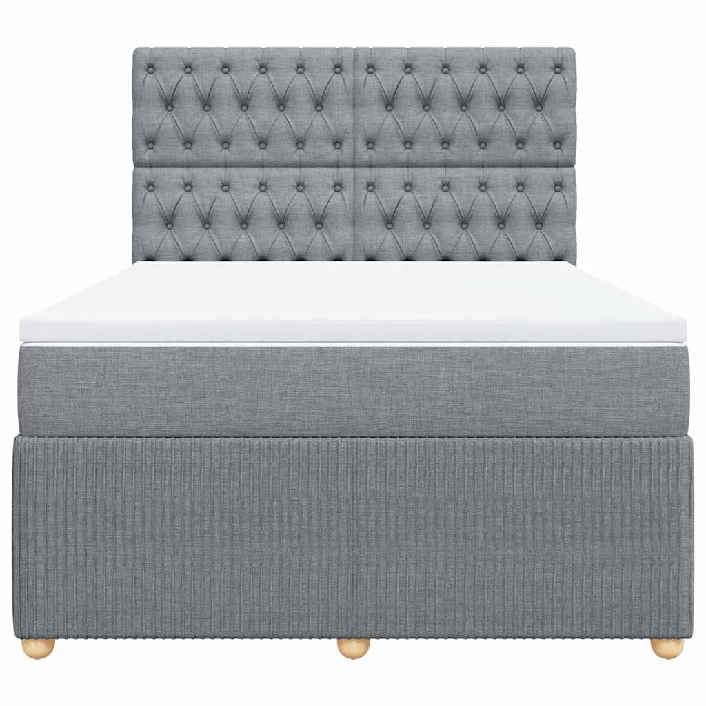 Krevet box spring s madracem svjetlosiva 160x200 cm tkanina