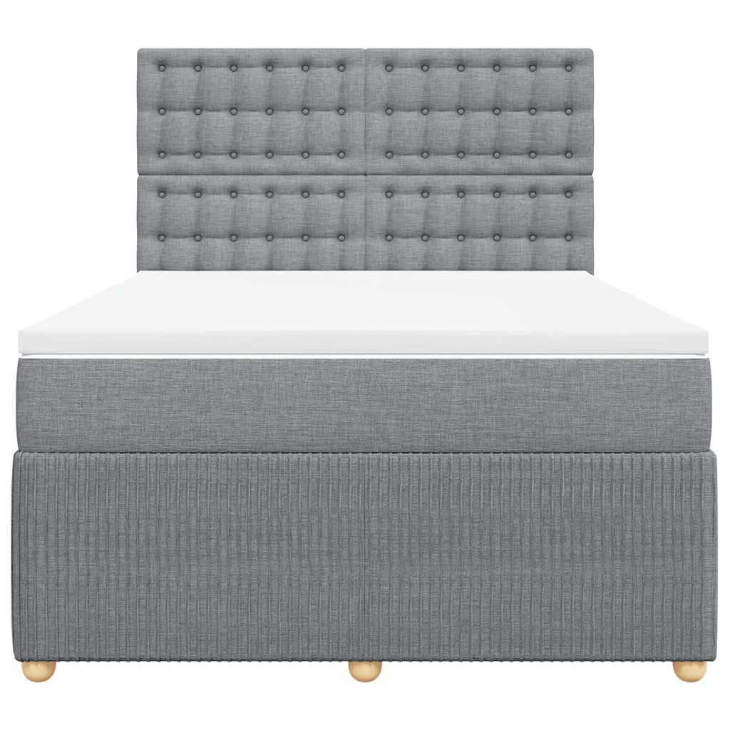 Krevet box spring s madracem svjetlosiva 160x200 cm tkanina