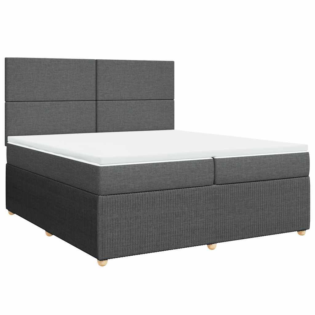Krevet s oprugama i madracem tamnosivi 200 x 200 cm od tkanine