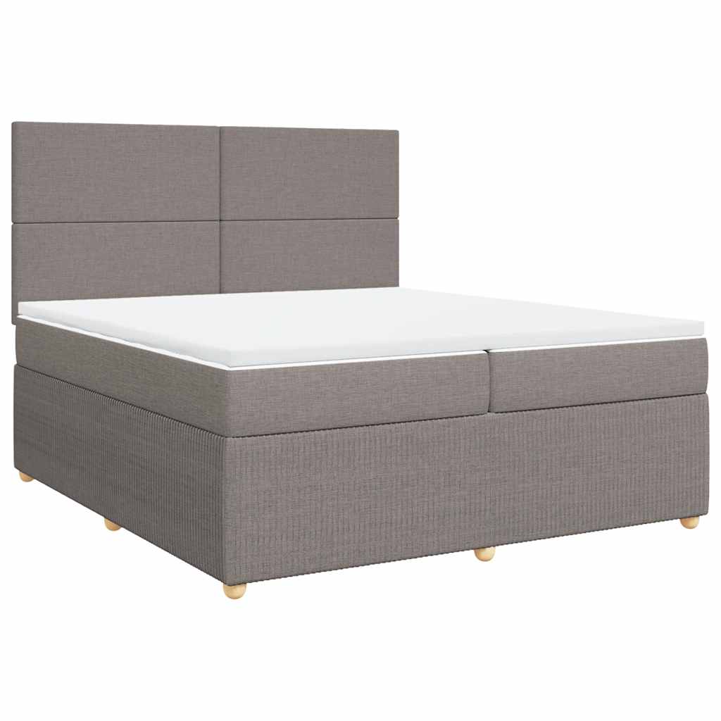 Krevet s oprugama i madracem smeđesivi 200x200 cm od tkanine
