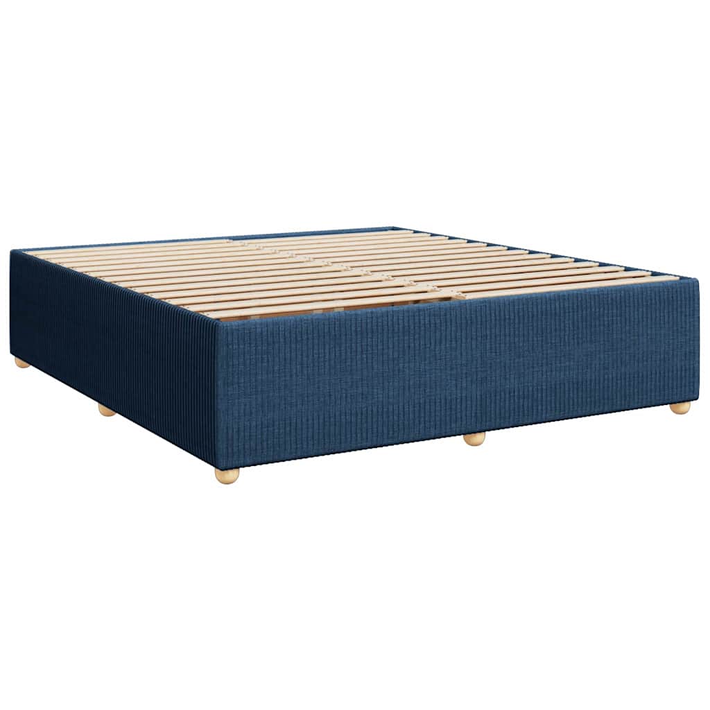 Krevet s oprugama i madracem plavi 200 x 200 cm od tkanine