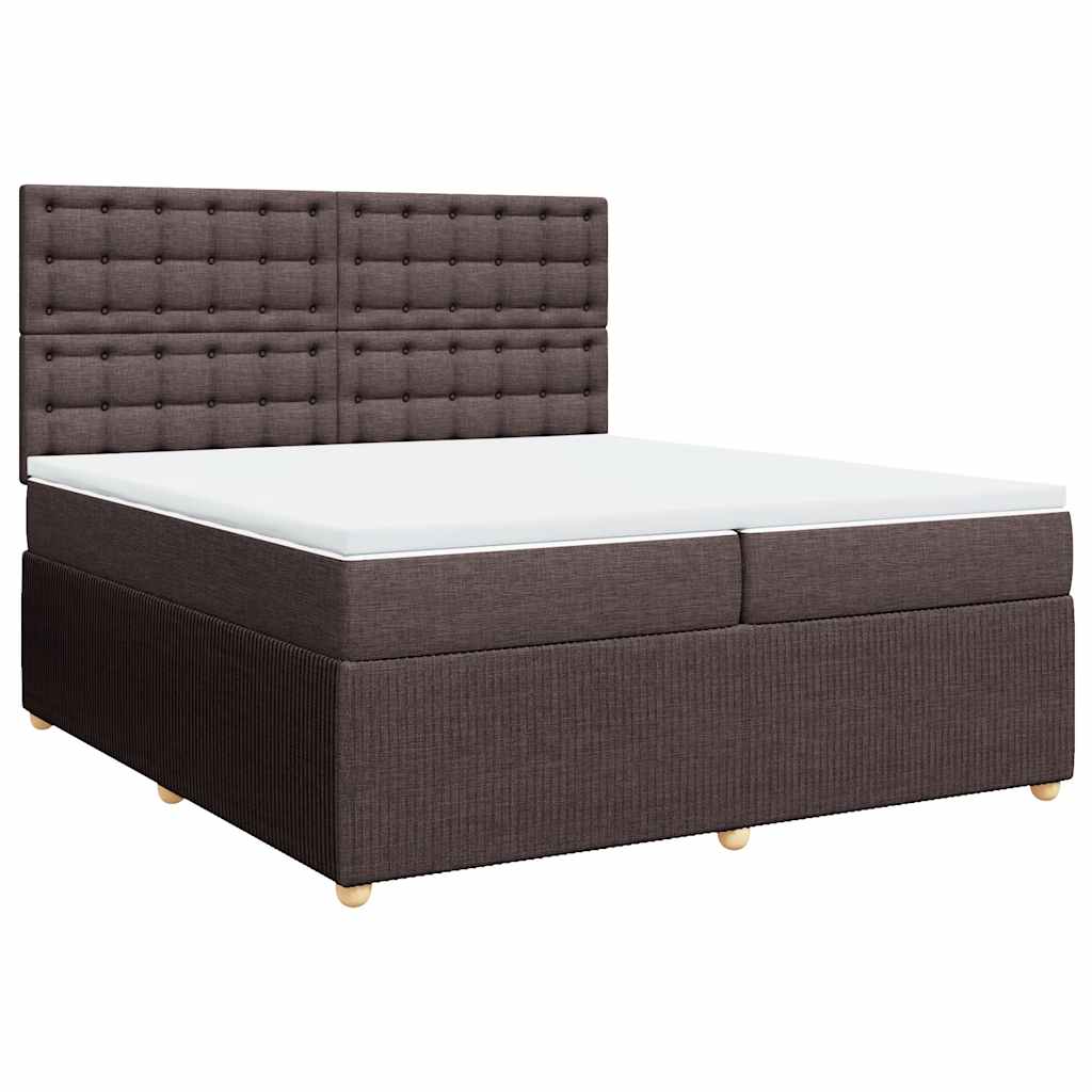 Krevet s oprugama i madracem tamnosmeđi 200x200 cm od tkanine