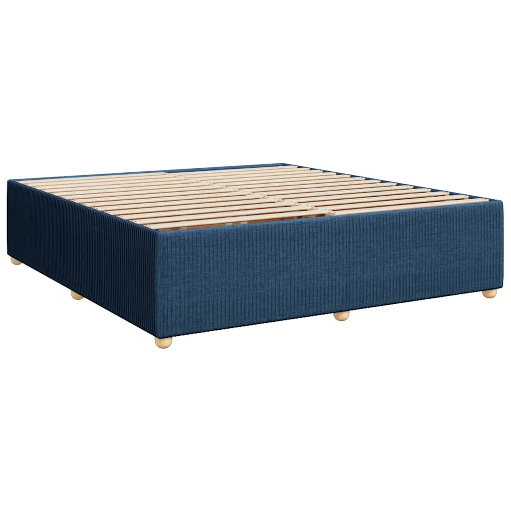 Krevet s oprugama i madracem plavi 200 x 200 cm od tkanine