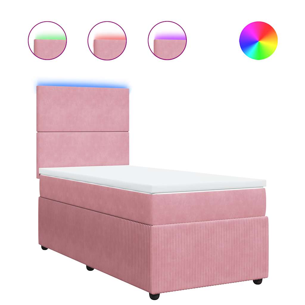 Box spring krevet s madracem ružičasti 80 x 200 cm baršunasti