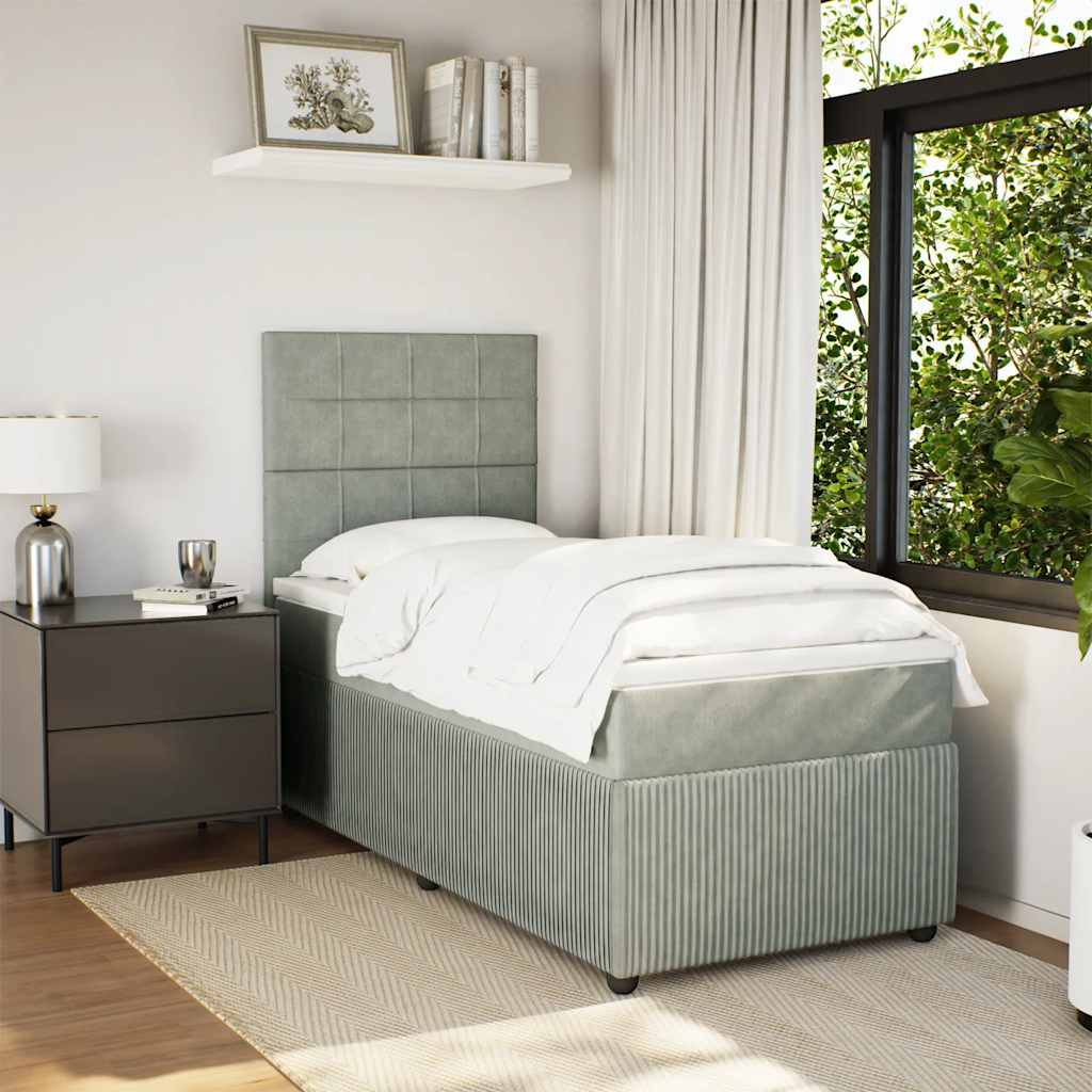 Box spring krevet s madracem svjetlosivi 80 x 200 cm baršunasti