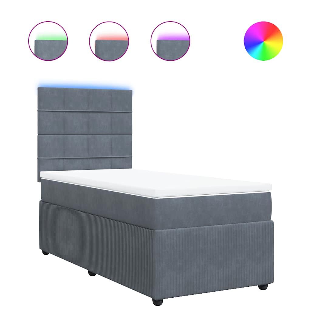 Box spring krevet s madracem tamnosivi 80 x 200 cm baršunasti