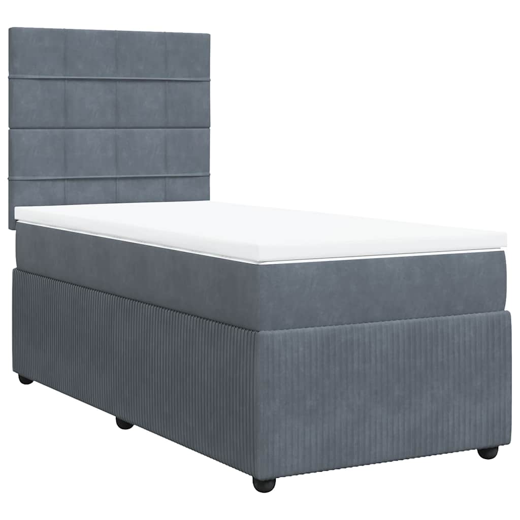 Box spring krevet s madracem tamnosivi 80 x 200 cm baršunasti
