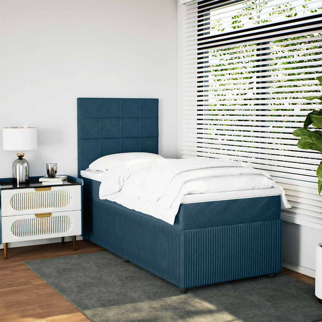 Box spring krevet s madracem plavi 80 x 200 cm baršunasti