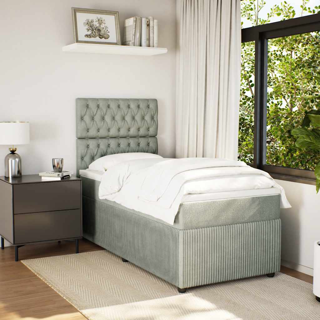 Box spring krevet s madracem svjetlosivi 80 x 200 cm baršunasti
