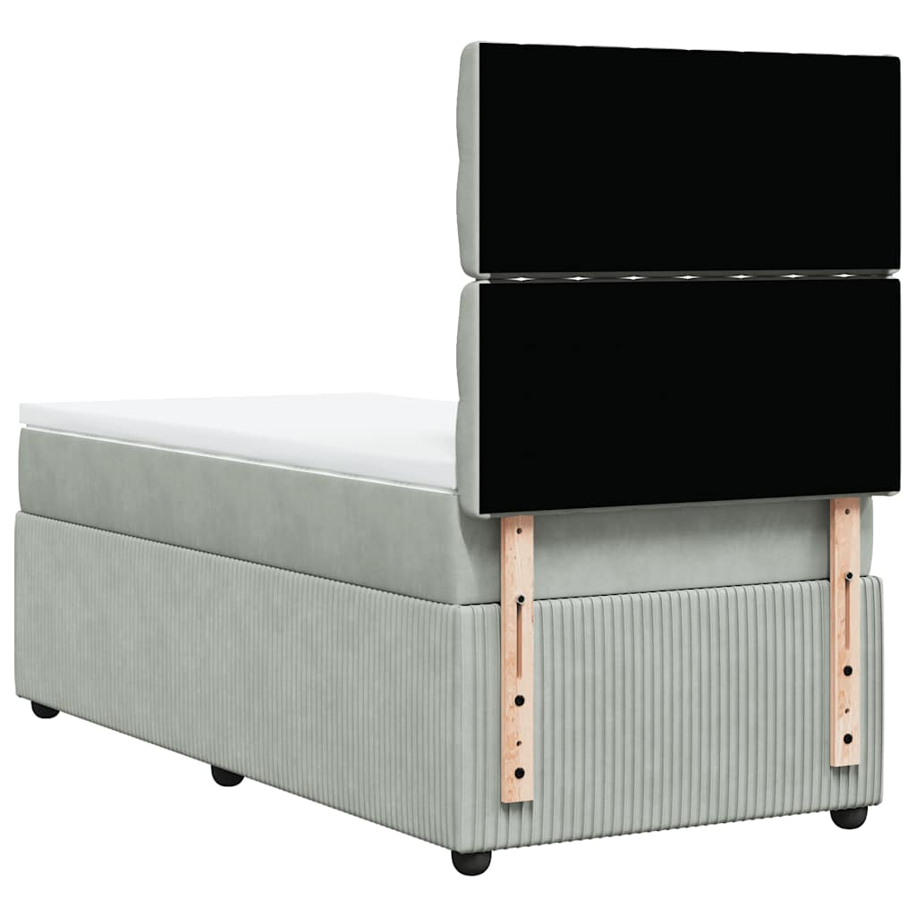 Box spring krevet s madracem svjetlosivi 80 x 200 cm baršunasti