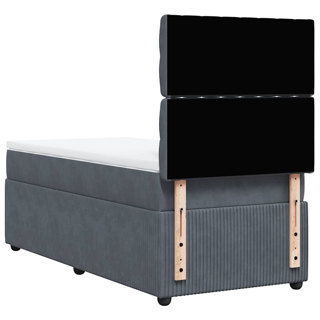 Box spring krevet s madracem tamnosivi 80 x 200 cm baršunasti