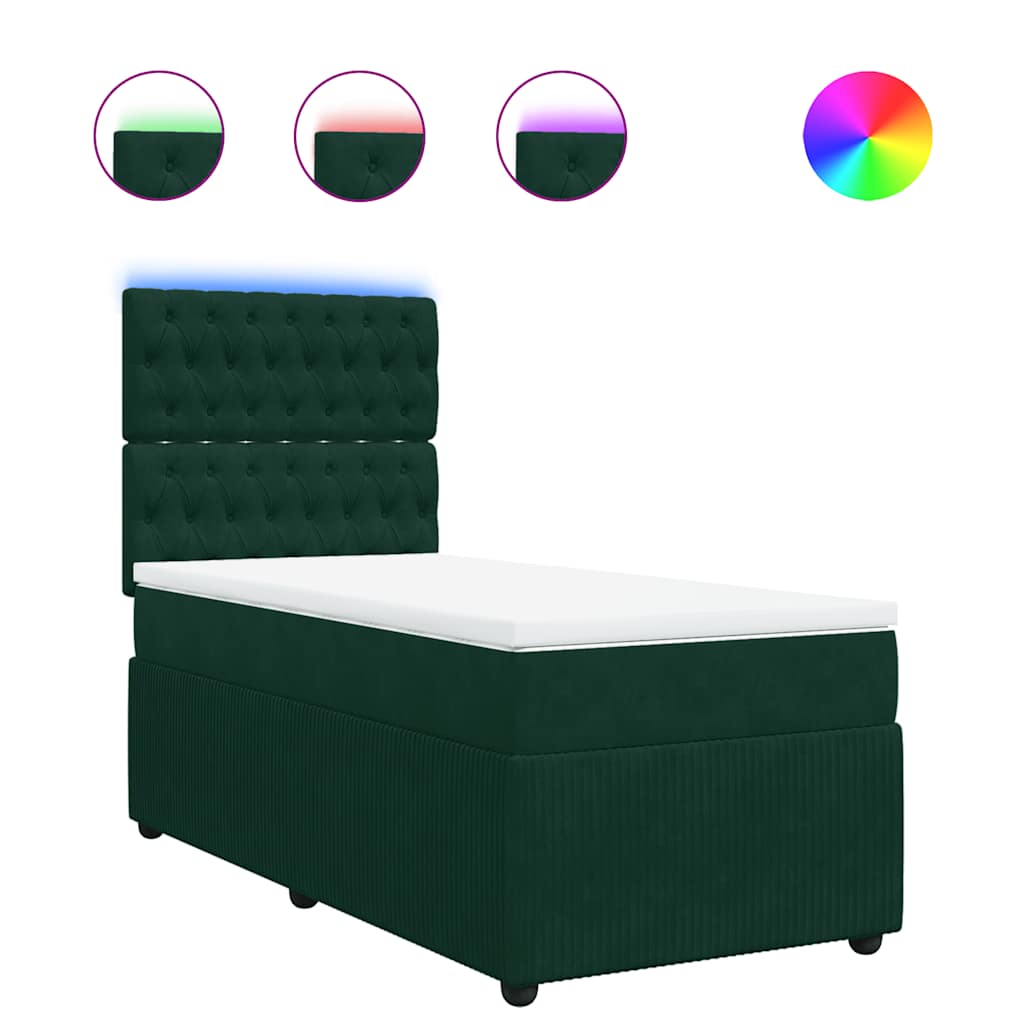 Box spring krevet s madracem tamnozeleni 80 x 200 cm baršunasti