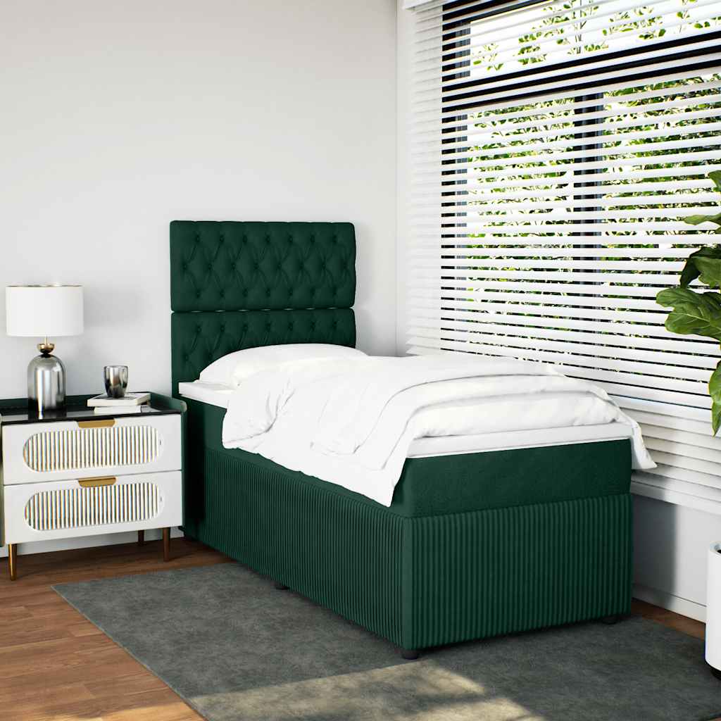 Box spring krevet s madracem tamnozeleni 80 x 200 cm baršunasti