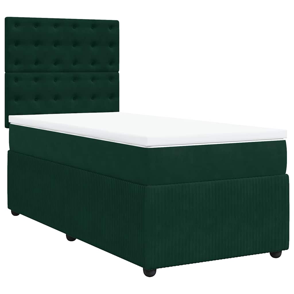 Box spring krevet s madracem tamnozeleni 80 x 200 cm baršunasti