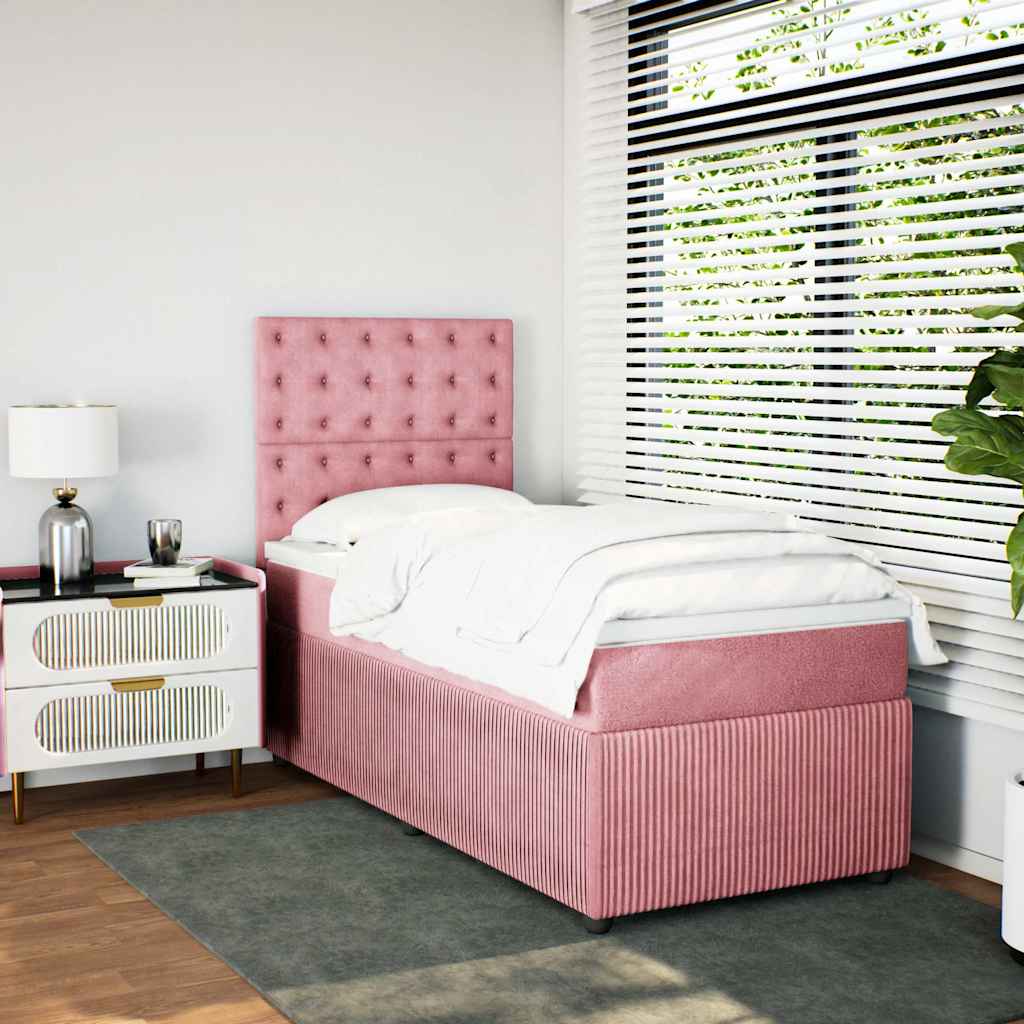 Box spring krevet s madracem ružičasti 80 x 200 cm baršunasti