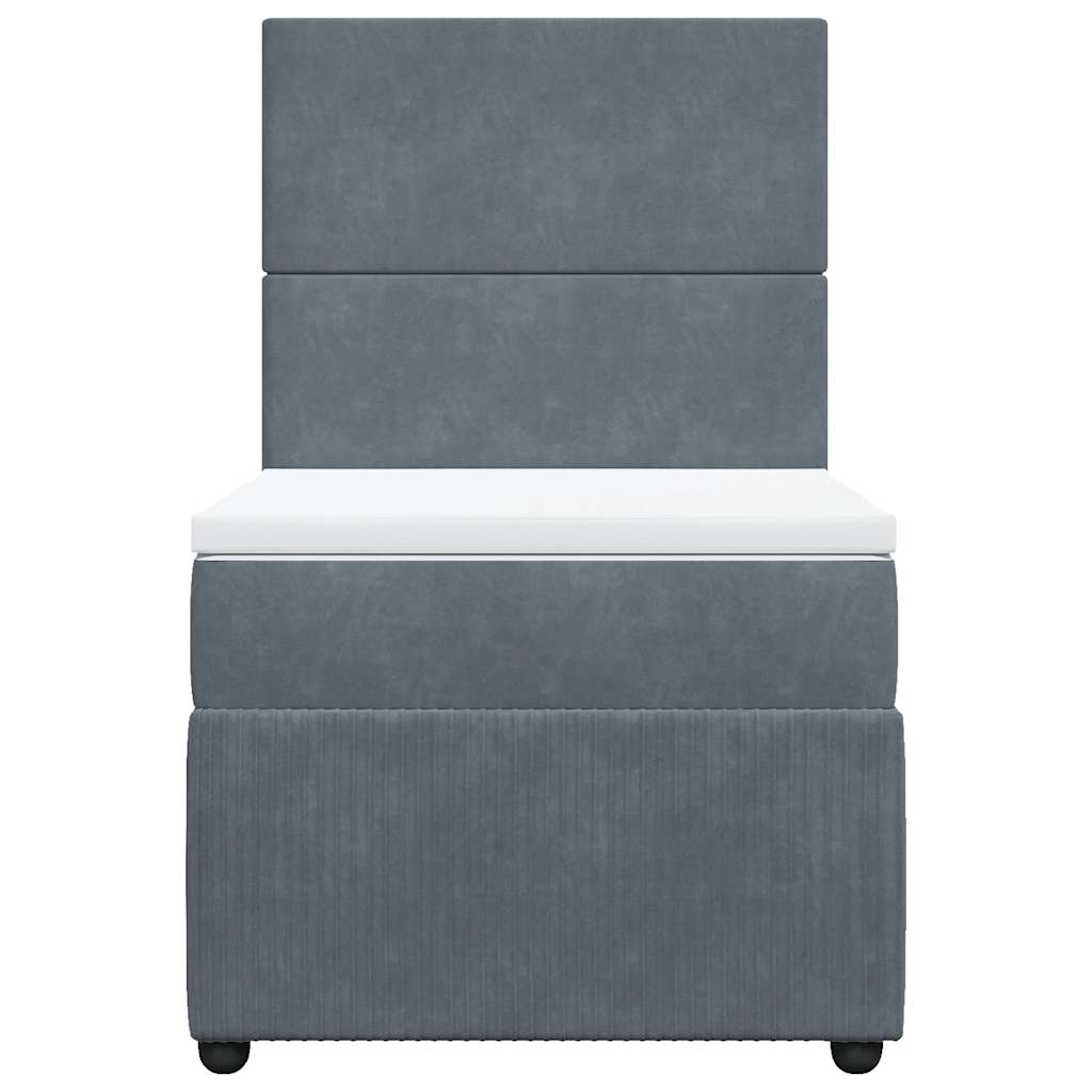 Box spring krevet s madracem tamnosivi 90x190 cm baršunasti
