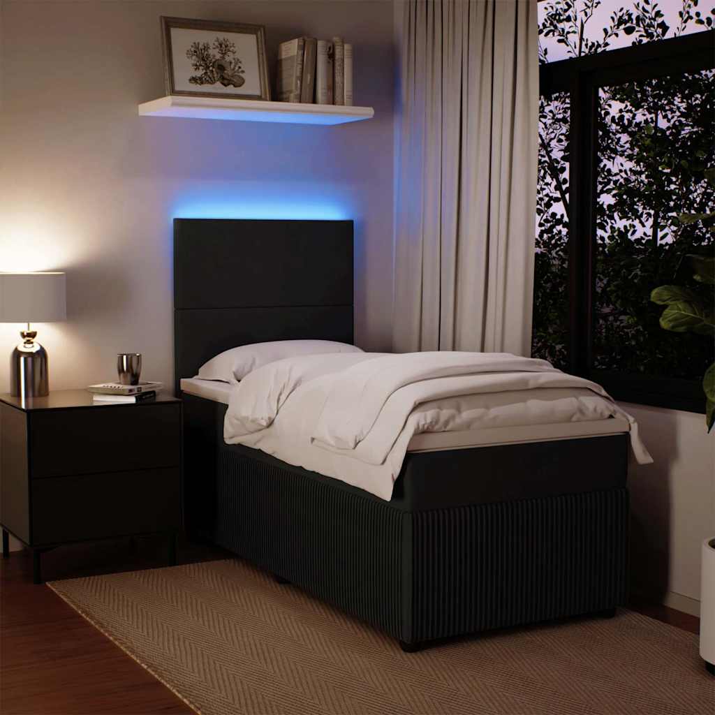 Box spring krevet s madracem crni 90x190 cm baršunasti
