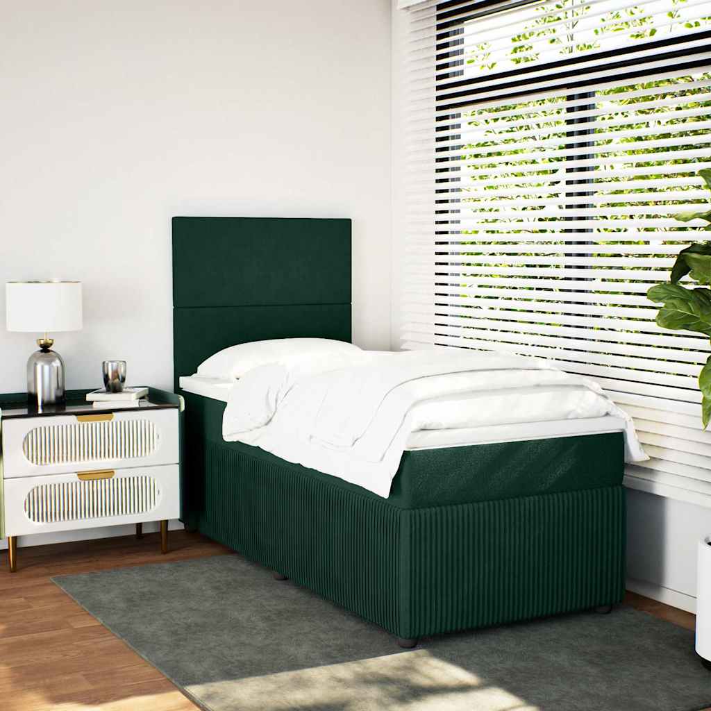 Box spring krevet s madracem tamnozeleni 90x190 cm baršunasti