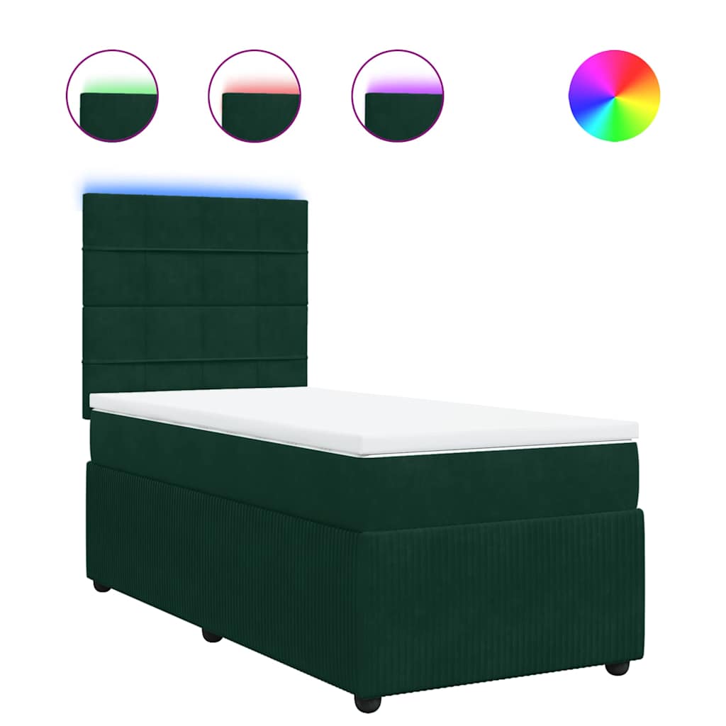 Box spring krevet s madracem tamnozeleni 90x190 cm baršunasti