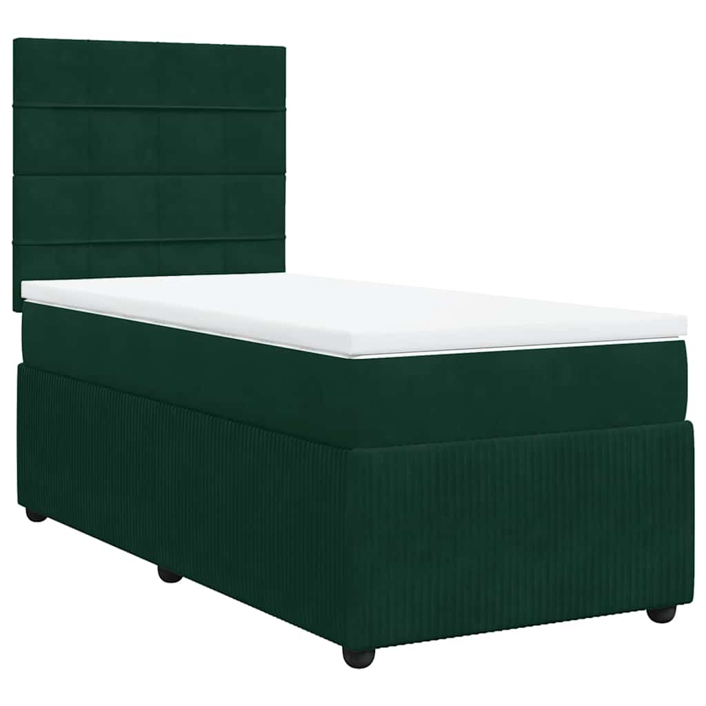 Box spring krevet s madracem tamnozeleni 90x190 cm baršunasti