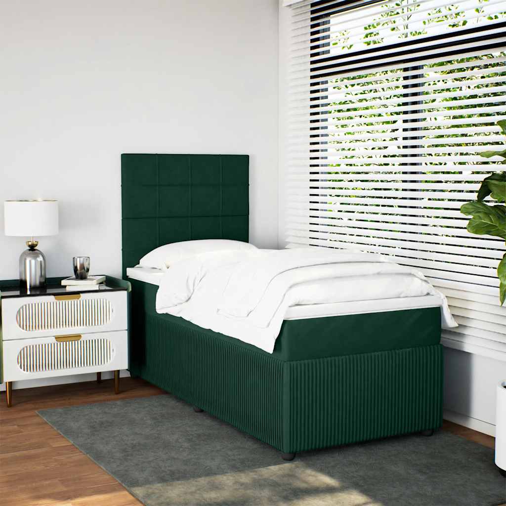Box spring krevet s madracem tamnozeleni 90x190 cm baršunasti