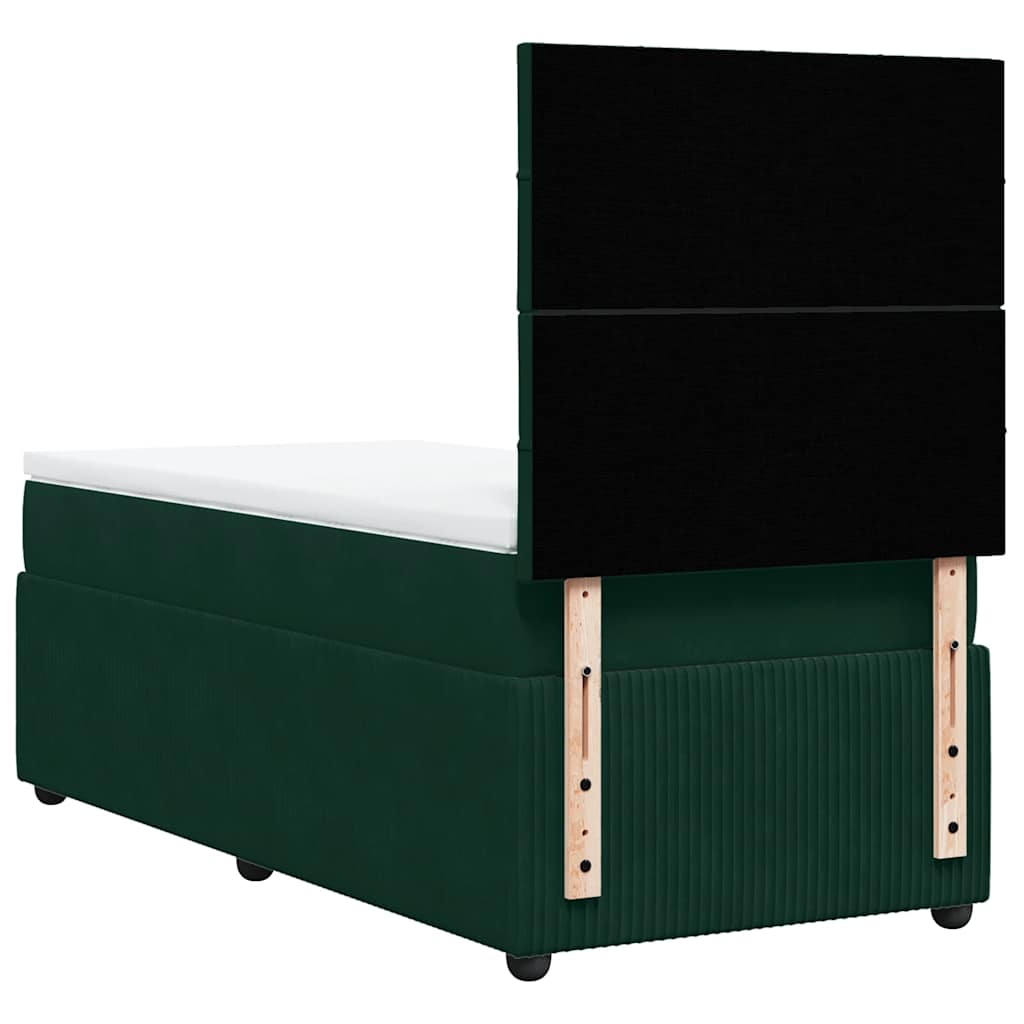 Box spring krevet s madracem tamnozeleni 90x190 cm baršunasti
