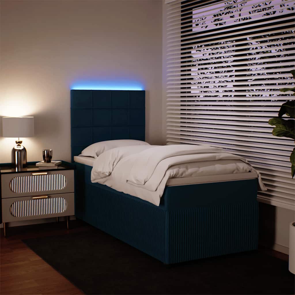 Box spring krevet s madracem plavi 90x190 cm baršunasti