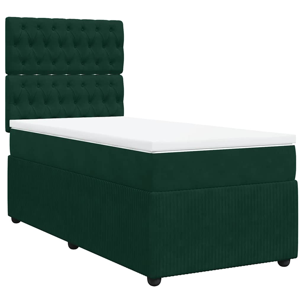 Box spring krevet s madracem tamnozeleni 90x190 cm baršunasti