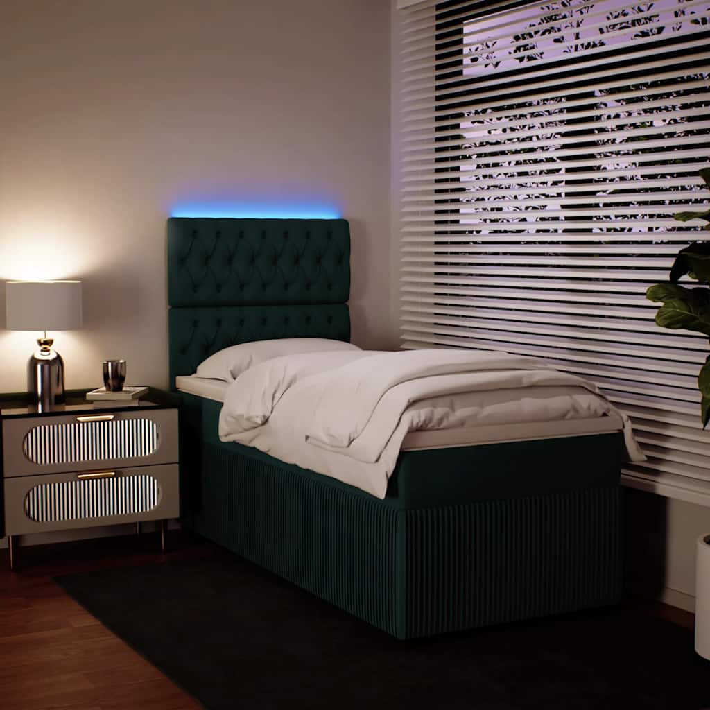 Box spring krevet s madracem tamnozeleni 90x190 cm baršunasti