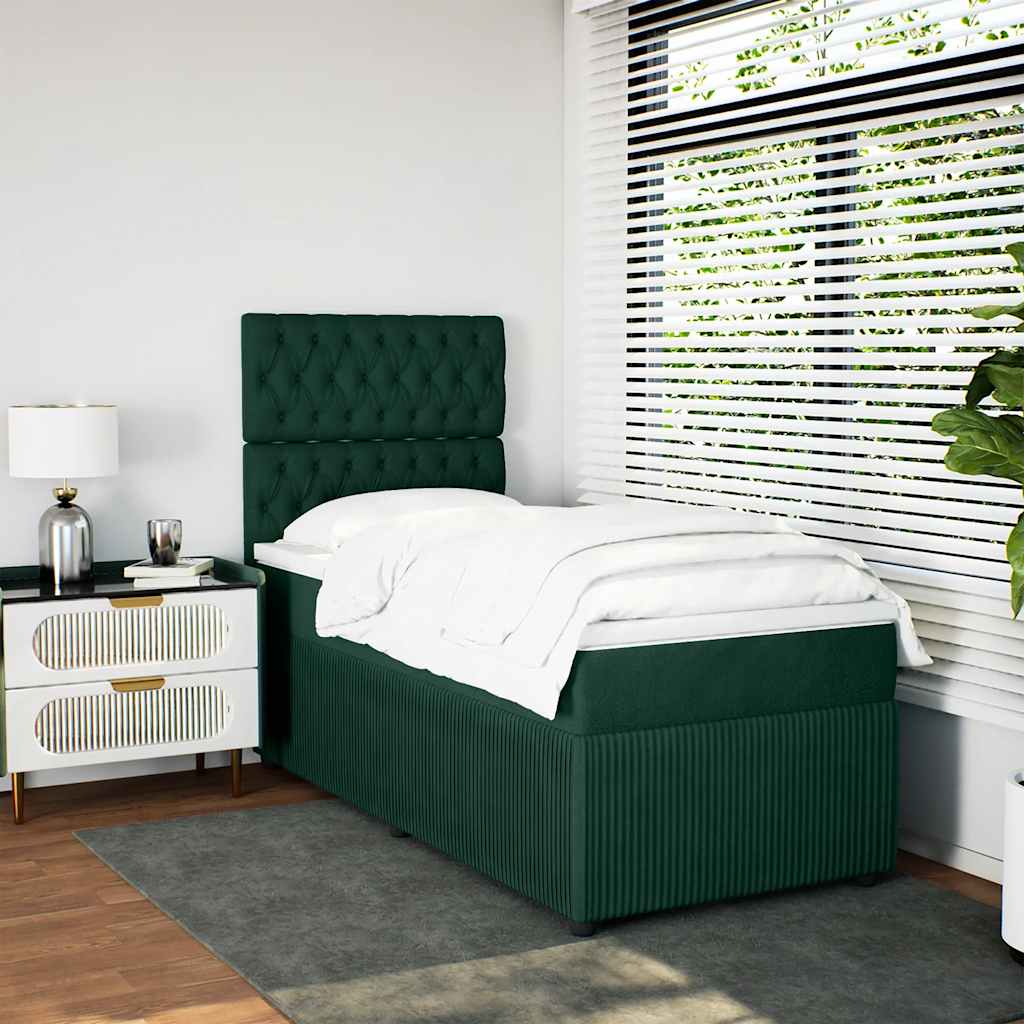 Box spring krevet s madracem tamnozeleni 90x190 cm baršunasti
