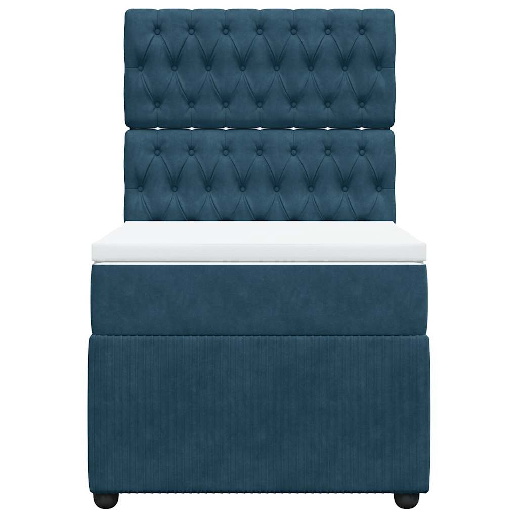 Box spring krevet s madracem plavi 90x190 cm baršunasti