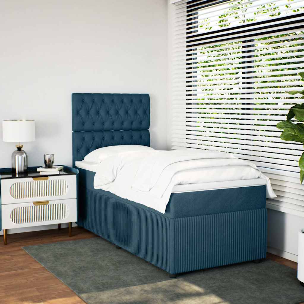 Box spring krevet s madracem plavi 90x190 cm baršunasti